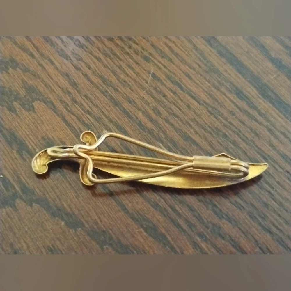 Shriner's Chicago 1949 Sword Tie‎ Bar Gold Tone Necktie Suit Vintage